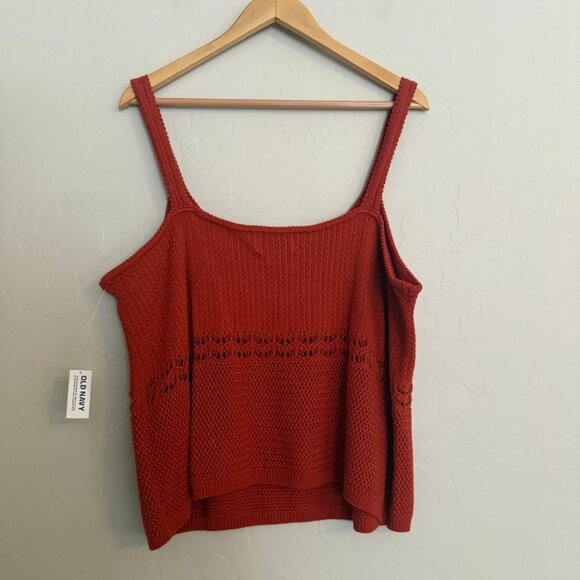 NWT Old Navy Rust Colored Crocheted Cotton Tank Top XXL - Picture 3 of 6